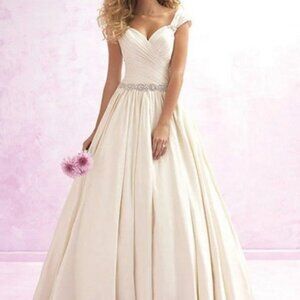 Madison James Ivory Silver Satin Crepe Embellished Wedding Gown